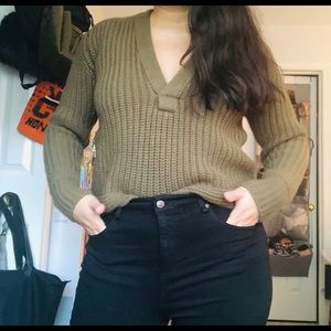 H&M Studio Chunky-Knit Wool V Neck Sweater